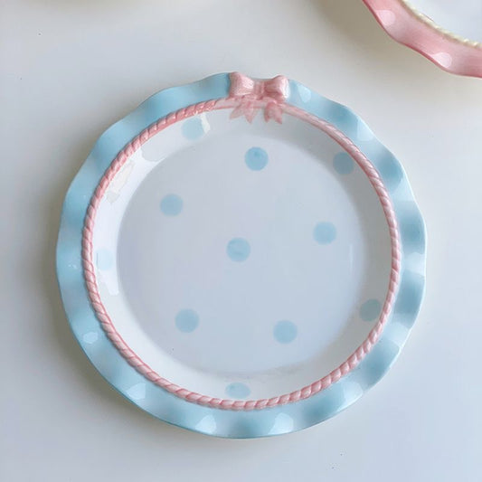 Cute Polka Bowknot Plate