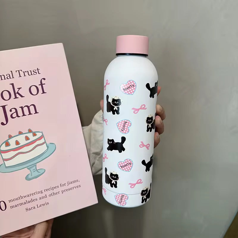 Cute Kawaii Cat and Bowknot Stainless Steel Bottle