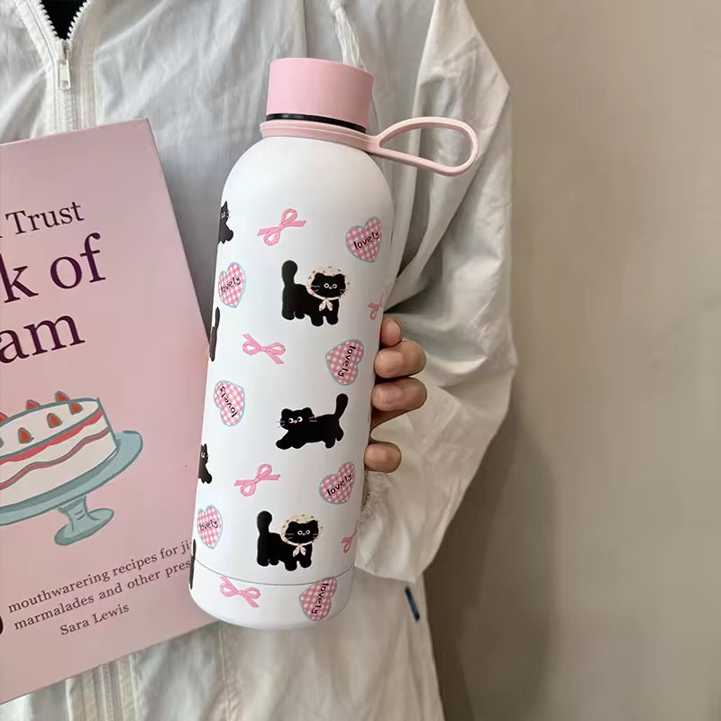 Cute Kawaii Cat and Bowknot Stainless Steel Bottle