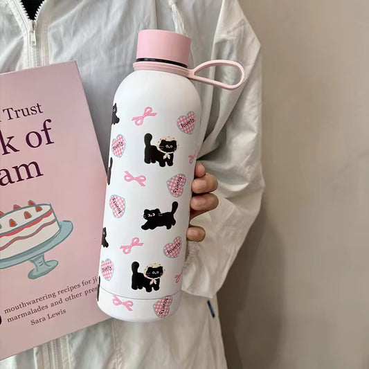 Cute Kawaii Cat and Bowknot Stainless Steel Bottle