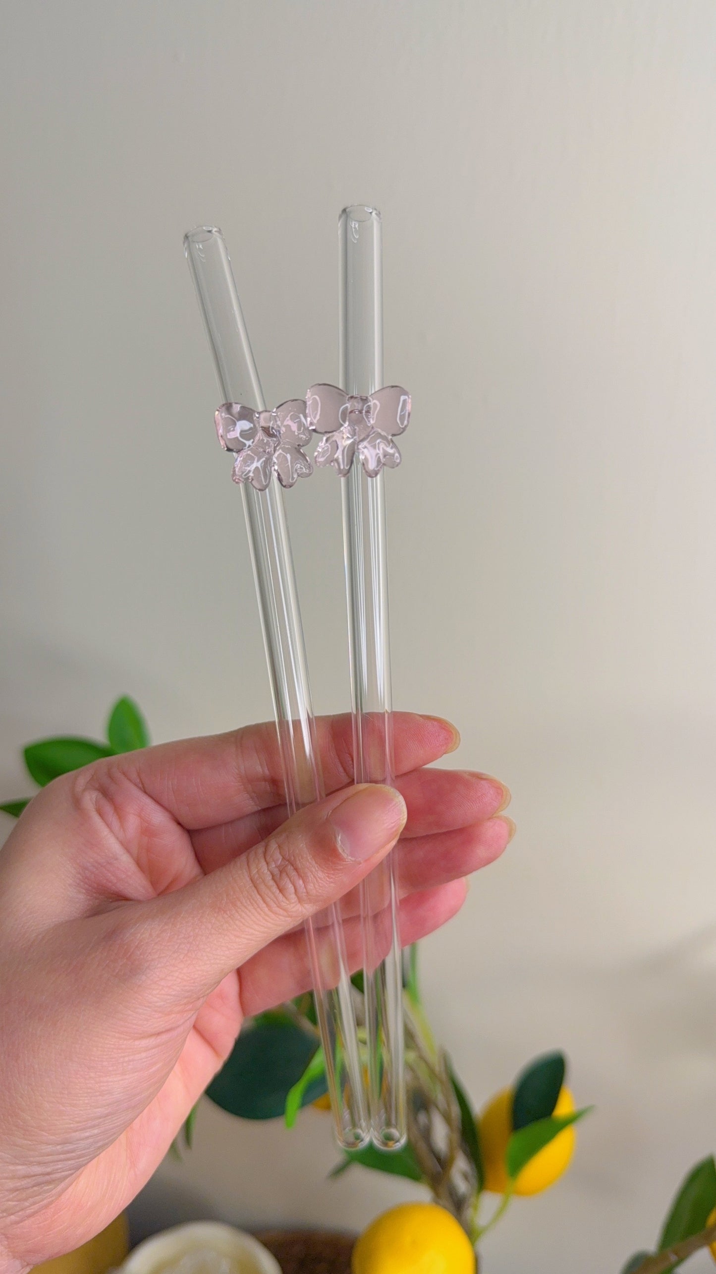 Pink Bow Straws Set of Two