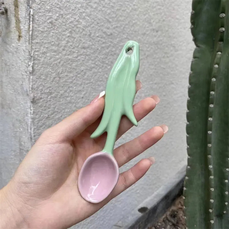 Pink Tulip Ceramic Spoons 