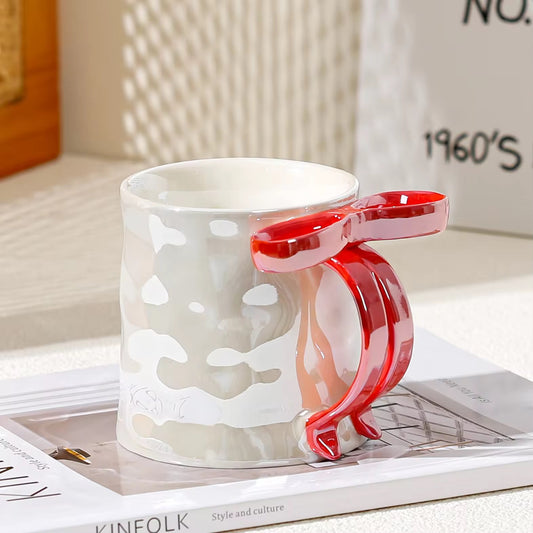 Red Chic Bowknot Ceramic Mug – Elegant & Aesthetic Coffee Mug