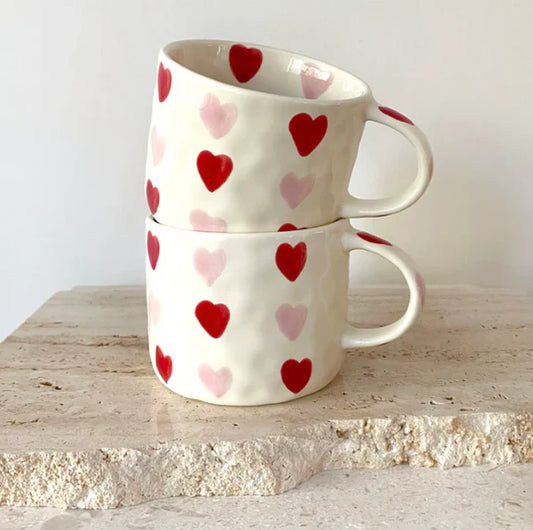 Red and Pink Heart Mug Set of Two