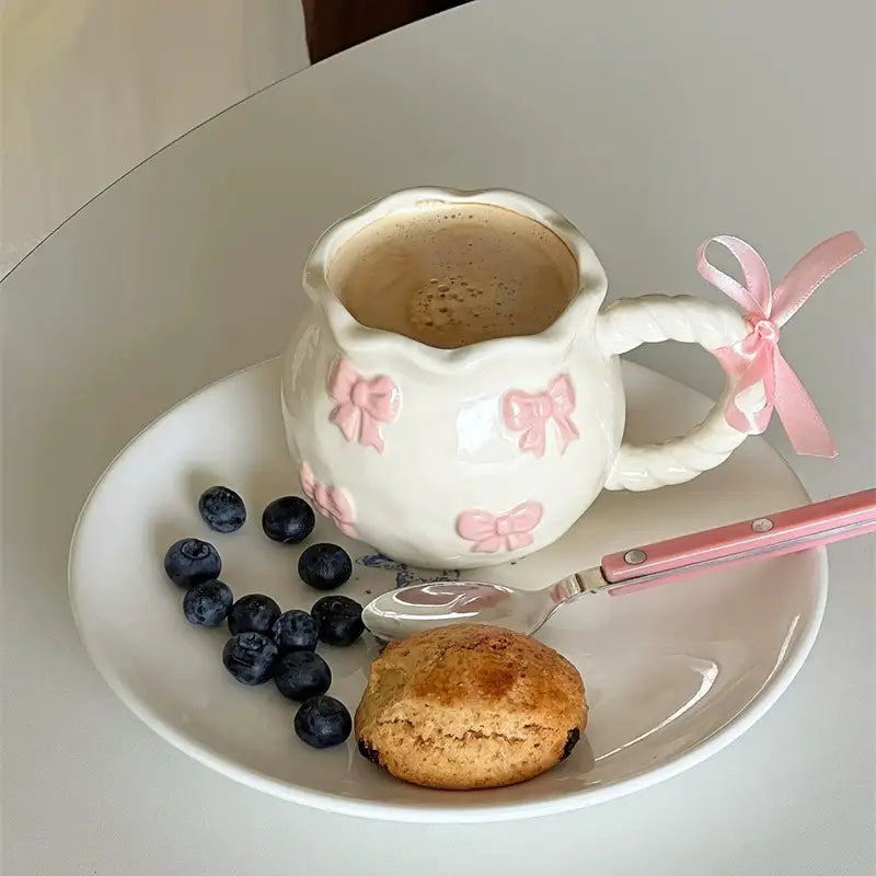 Charming Pink Bowknot Ceramic Mug