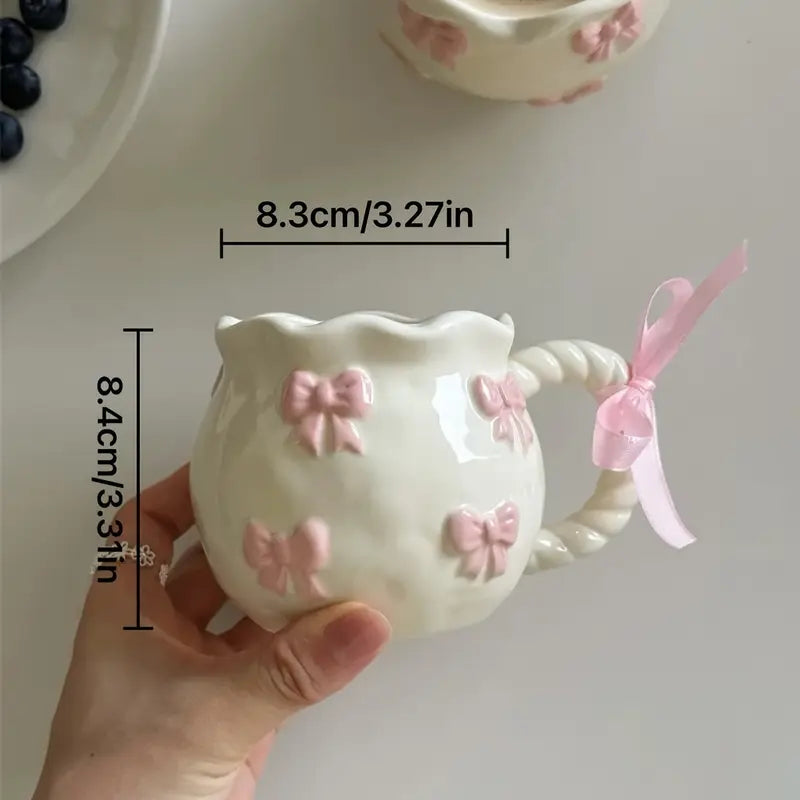 Charming Pink Bowknot Ceramic Mug