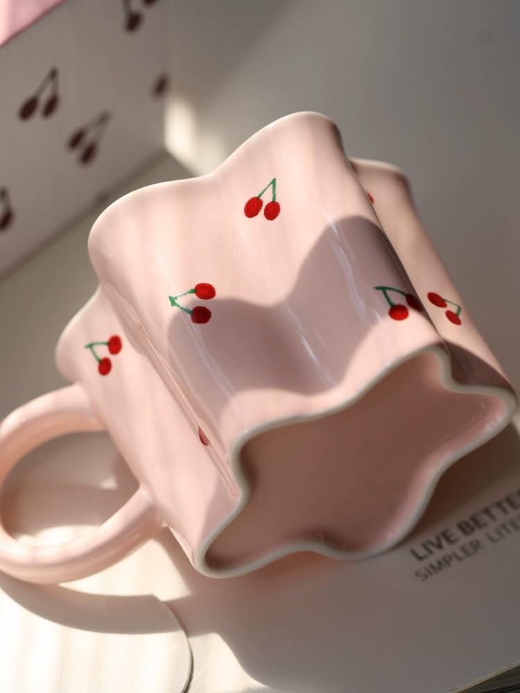 Hand painted pink cherry coffee Mug